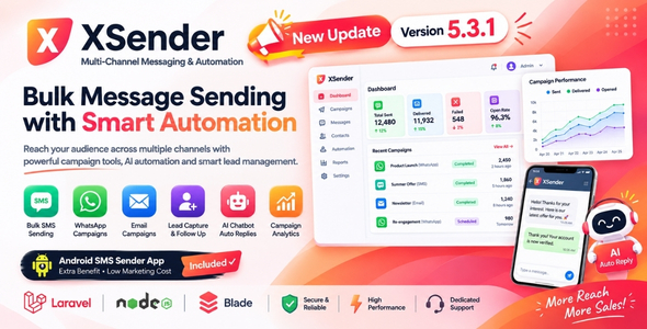 XSender - Email Marketing, SMS Marketing and WhatsApp Marketing Application [SAAS]