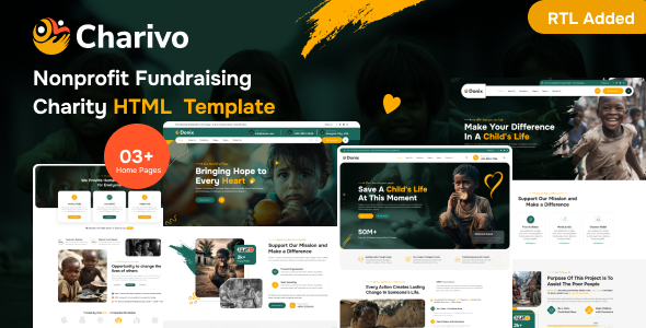 Charivo - Nonprofit Charity Donation HTML5 Template + RTL
