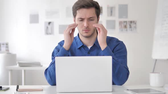 Stressed Casual Adult Man at Work