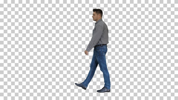 Casual man walking, Alpha Channel