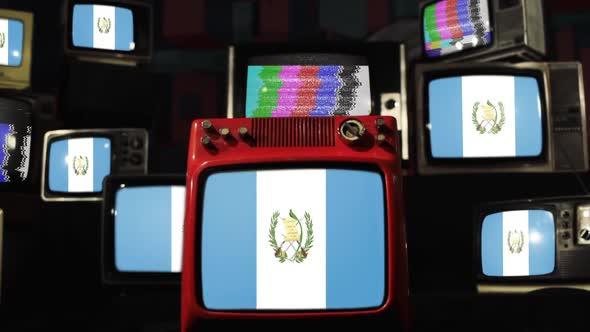 Guatemala flags and Vintage Televisions.