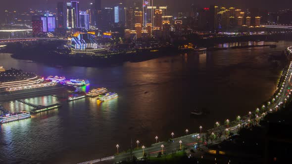 Chongqing City River with Bridges Aerial China