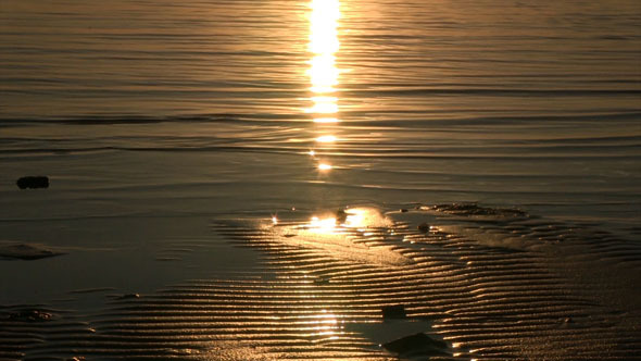 Beach And Sea With A Sunset 2