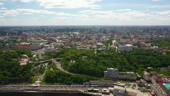 View of the Dnieper Embankment Aerial Shot