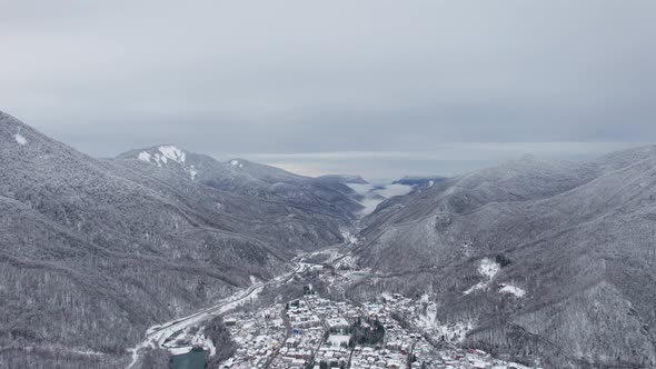 Winter Mountain Landscape The Rosa Khutor Alpine Resort Near Krasnaya Polyana Panoramic Background