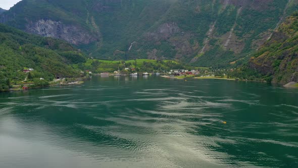 Aurlandsfjord Town Of Flam at Dawn.