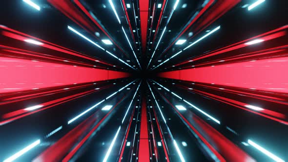 Fly Through Mirror Designs Form Tunnel Technology Cyberspace with Neon Glow