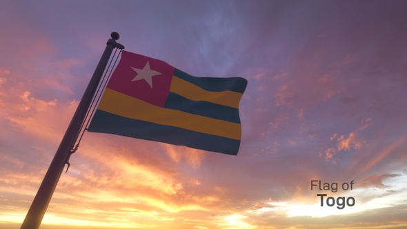 Togo Flag on a Flagpole V3