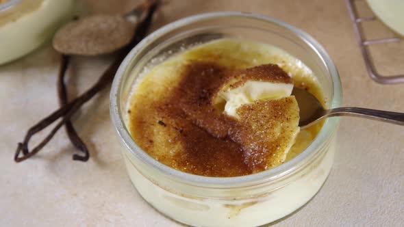 Creme brulee dessert