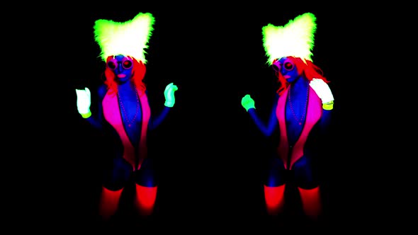 glow uv neon sexy disco female cyber doll robot electronic toy