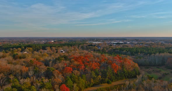 Landscape Colorful Autumn Park Near Boiling Spring Small Town in South Carolina USA