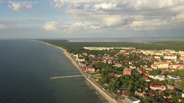 Aerial view of the beach in Zelenogradsk, Russia