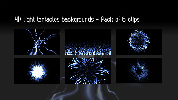 Light Tentacles Backgrounds - 6 Videos With Matte