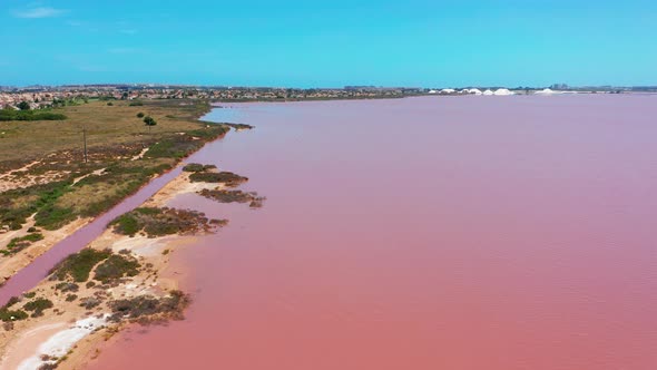 Salt Sea Water Evaporation Ponds with Pink Colour