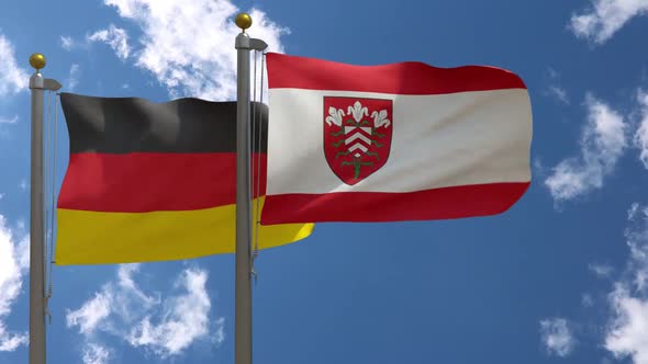 Germany Flag Vs Halle Westphalia City Flag on Flagpole