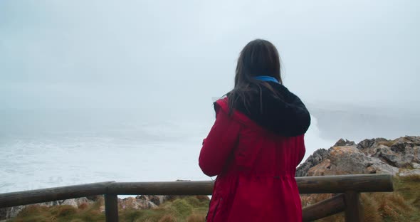 Travel Photographer Shot Stormy Big Waves on Ocean on Her Travel Adventure