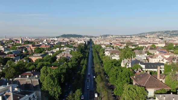 Andrassy Avenue (Andrassy ut), most famous street of Budapest, Hungary