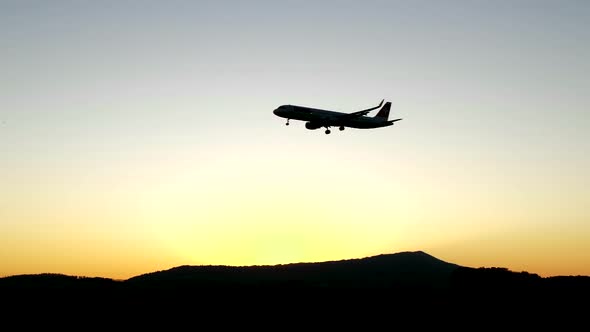 Modern Airplane Airliner Landing at Airport alt