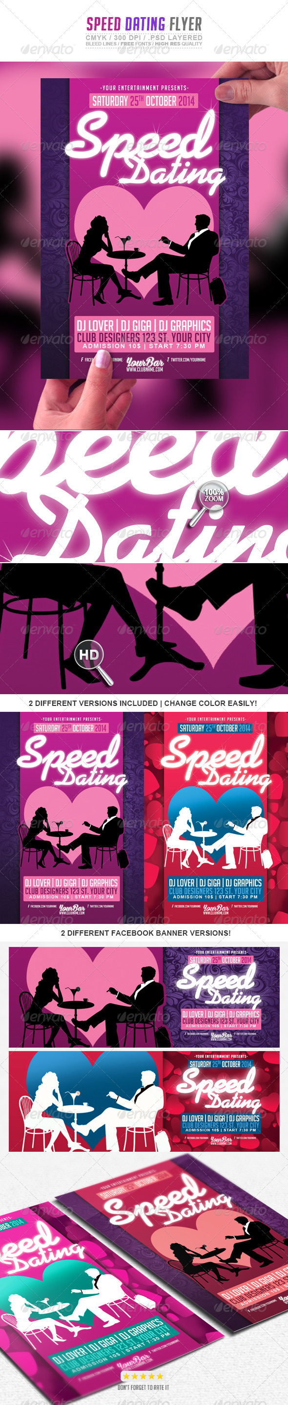Speed Dating Love Valentines PSD Flyer Template