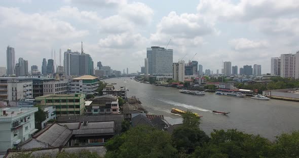 Aerial view of the Chao Phraya river in Bangkok, Thailand