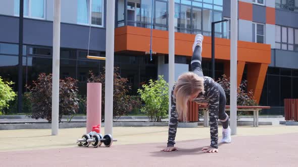 Woman's outdoor workout in summer