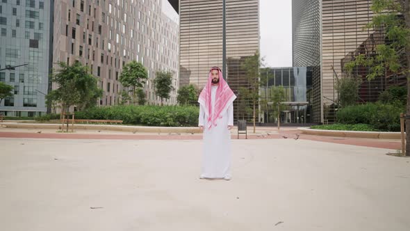 Cheerful Arab Male in Downtown