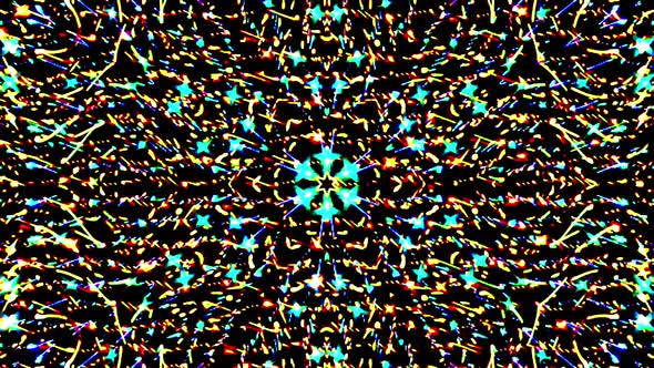 Bright abstract light flickering streaks set full color, kaleidoscope