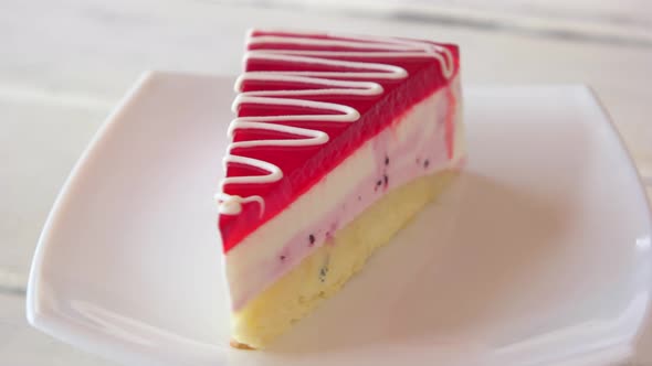 Piece of Cheesecake with Delicate Cream