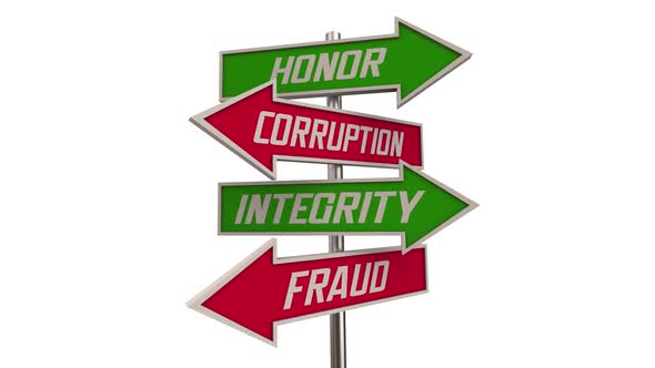 Honor Vs Corruption Integrity Over Fraud Arrow Signs Best Reputation Character Traits 3d Animation