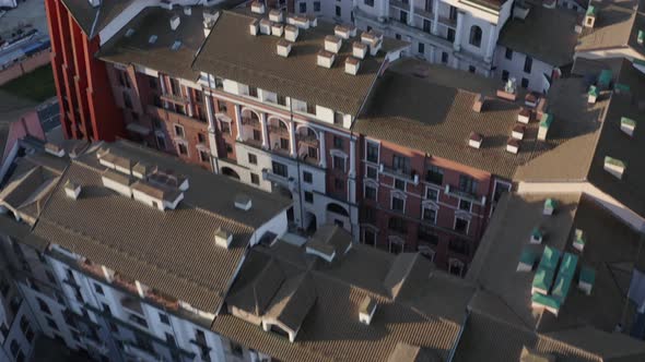 Morning Building Brown Roofs Narrow Yard with Sport Resort Touristic Apartment