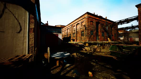 Abandoned Industry Buildings at Sunset