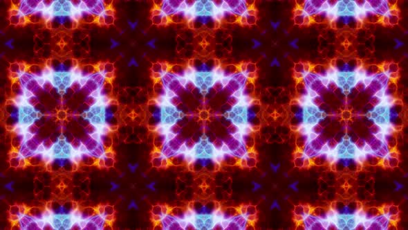 Fractal Red and Blue Kaleidoscope Fire Background Loop 4K 11