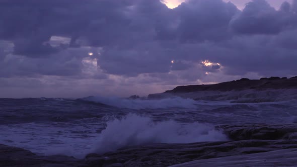 Wave Crashing Rocks Coast