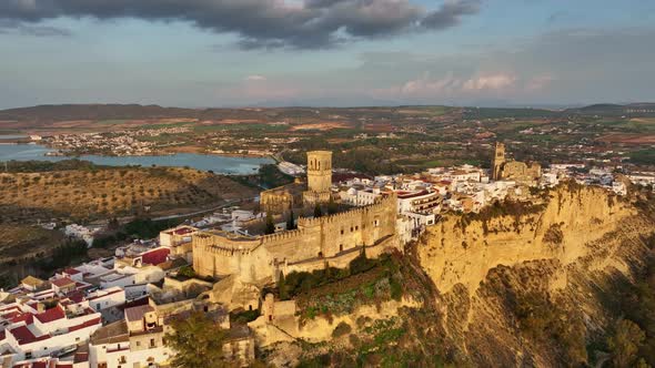 Flying Around Arcos De La Frontera Andalucia Spain at Sunset