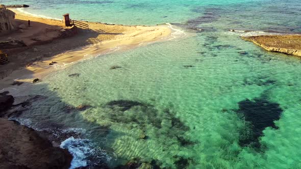 Cala Comte beach in Ibiza, Spain