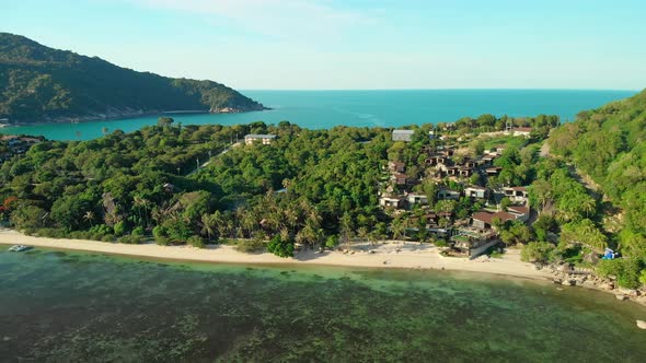 Aerial View of Coastline of Koh Phangan Island in Thailand