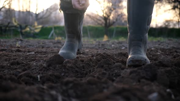 Farmer Sowing Seeds Slow Motion