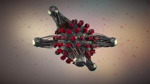 Gray T Cells And Antibodies Attacking Covid 19 Coronavirus Spike Proteins Seamless Loop