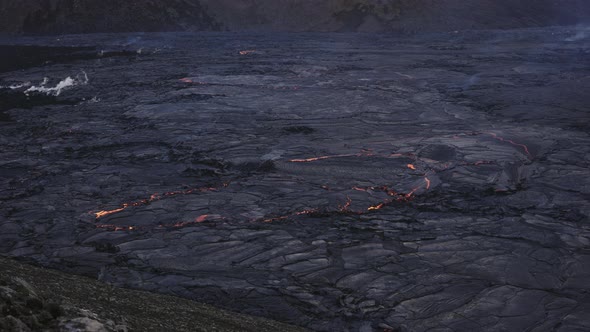 Smoking Lava Flow From Erupting Fagradalsfjall Volcano