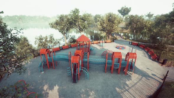 Park Playground for Game Empty and Closed for Coronavirus or Covid19 alt