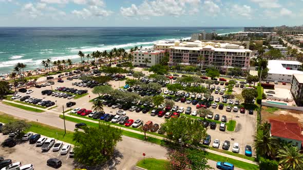 Aerial Footage Deerfield Beach Main Parking Lot 4k 60fps