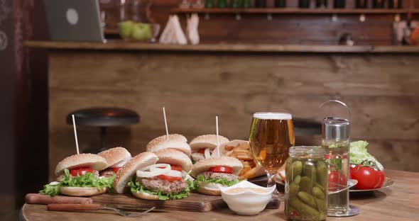 Appetizing Burgers on a Table in a Small Pub