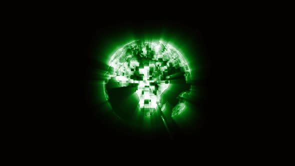 Green Glowing Technology Earth Animated Black Background