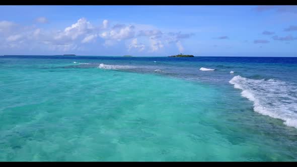 Aerial drone view seascape of marine lagoon beach time by clear ocean with white sand background of 