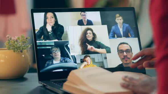 Laptop Monitor During a Video Lesson Held By an African Teacher