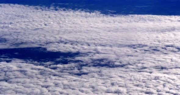 Blue Sky and Clouds from Plane, Real Time 4K