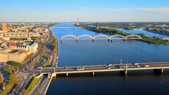 Riga and the Daugava river panorama