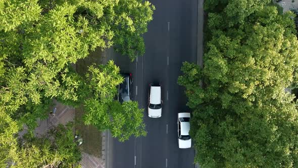 Top Down Street View of Freeway Busy City Rush Hour Heavy Traffic Jam Highway.