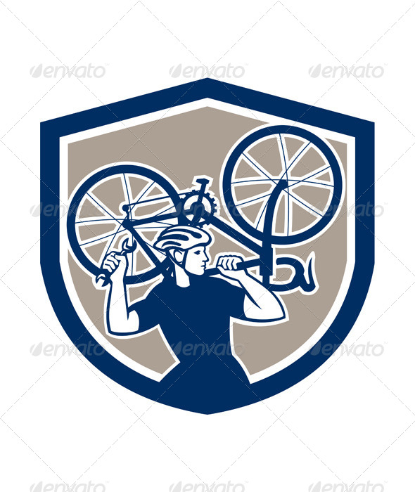 Bicycle Mechanic Carry Bike Shield Retro