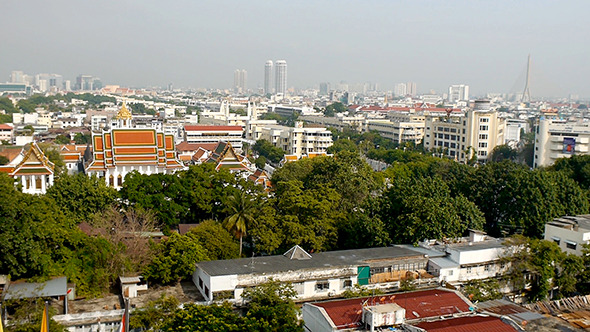 Bangkok City View from Wat Phu KhaoThong 05